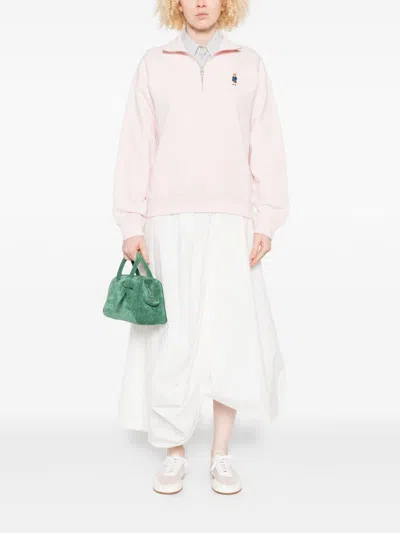 Maison Kitsuné Dressed Fox High Neck And Zip Sweatshirt In Pink