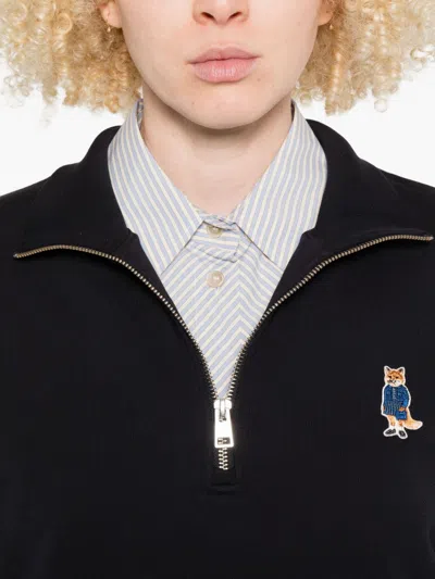 Maison Kitsuné Dressed Fox Cotton Sweatshirt In Black