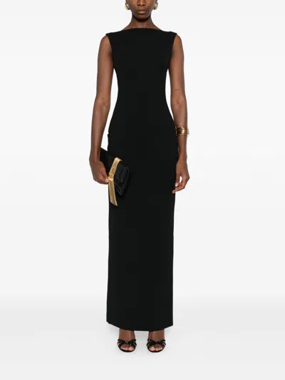 Solace London Imogen Boat-neck Maxi Dress In Black