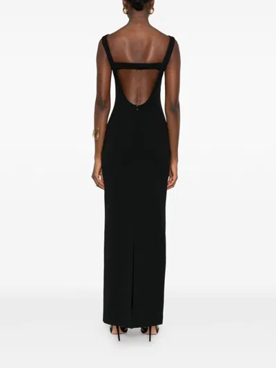 Solace London Imogen Boat-neck Maxi Dress In Black
