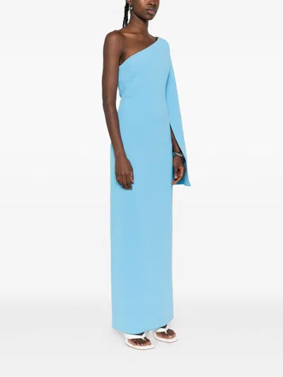 Solace London Alina One-shoulder Maxi Dress In Blue