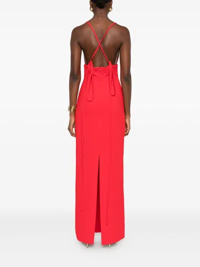 Solace London Milly Cross-back Maxi Dress In Red
