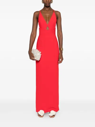 Solace London Milly Cross-back Maxi Dress In Red