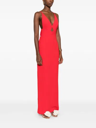Solace London Milly Cross-back Maxi Dress In Red