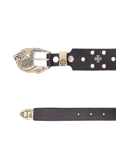 Enfants Riches Deprimes Eagle Petit Iron Leather Belt In Black