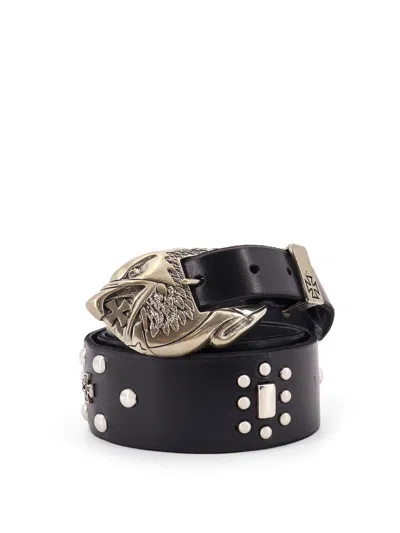 Enfants Riches Deprimes Eagle Petit Iron Leather Belt In Black