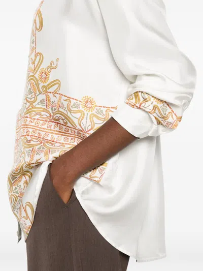 Pierre-louis Mascia Pierre Louis Mascia Embroidered Silk Shirt In White