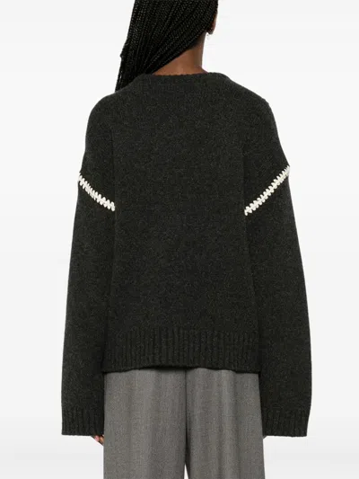 Totême Toteme Sweater With Contrast Embroideries In Black