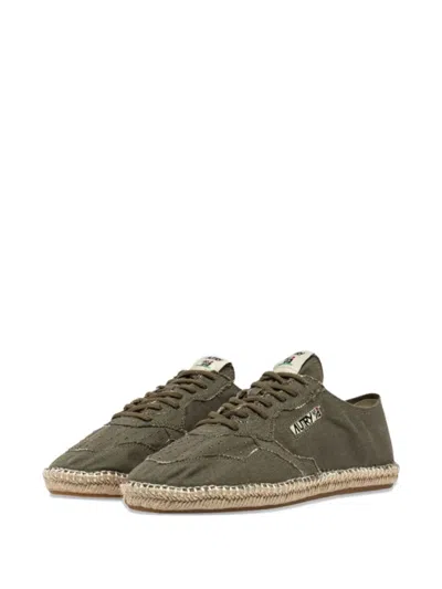 Autry Woven Jute Sole Flat Shoes With Lace-up Closure