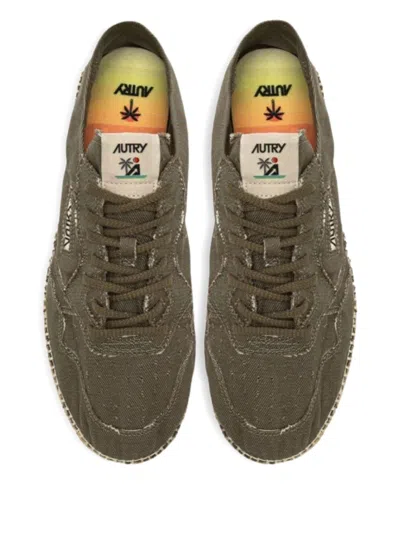 Autry Woven Jute Sole Flat Shoes With Lace-up Closure