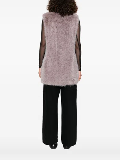 Herno Resort Vest In Fullness Faux Fur In Pink
