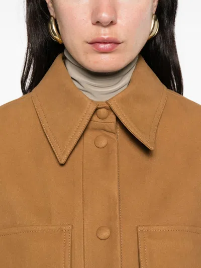 Stella Mccartney Faux Suede Leather Overshirt In Brown