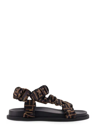 Fendi Women Feel Elastic Satin Sandals With Ff Motif