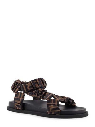 Fendi Women Feel Elastic Satin Sandals With Ff Motif