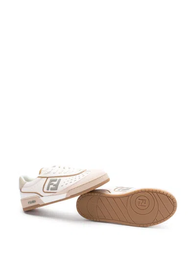 Fendi Leather Sneakers With Panelled Design And Contrast Sole