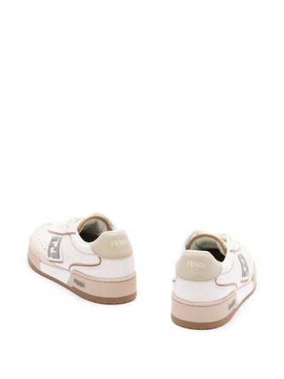 Fendi Leather Sneakers With Panelled Design And Contrast Sole