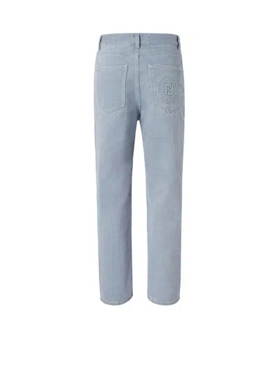 Fendi Embossed Logo Slim Jeans In Blue