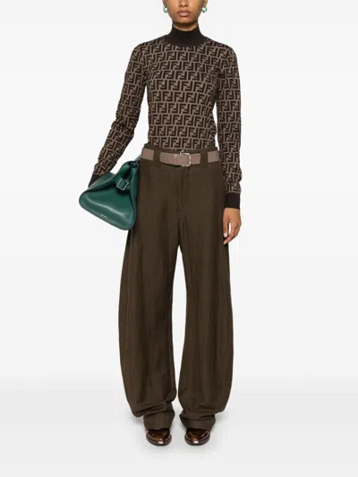Fendi Cotton Sweater With Ff Motif
