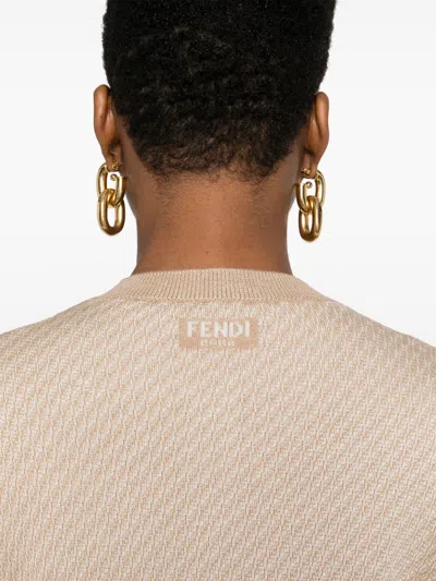 Fendi Ff Wool Cardigan In Neutral