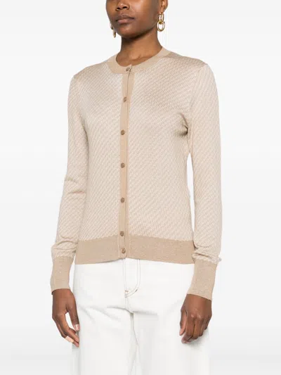 Fendi Ff Wool Cardigan In Neutral