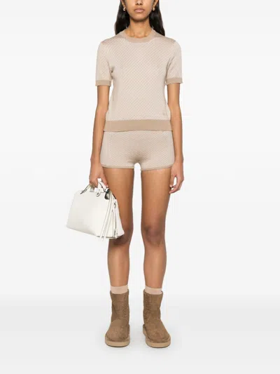 Fendi Ff Wool Shorts In Brown