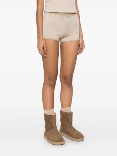 Fendi Ff Wool Shorts In Brown