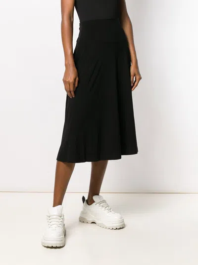 Norma Kamali Black Flared Midi Skirt