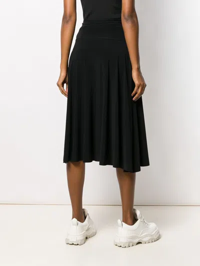 Norma Kamali Black Flared Midi Skirt