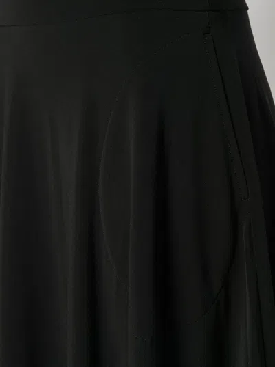 Norma Kamali Black Flared Midi Skirt
