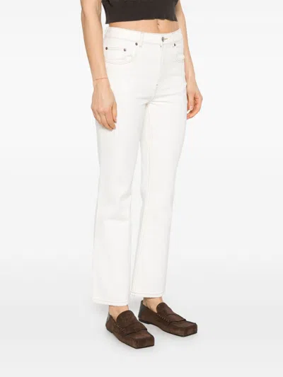 Tory Burch Flared Leg Denim Jeans In White