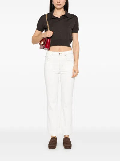Tory Burch Flared Leg Denim Jeans In White