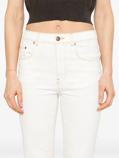 Tory Burch Flared Leg Denim Jeans In White