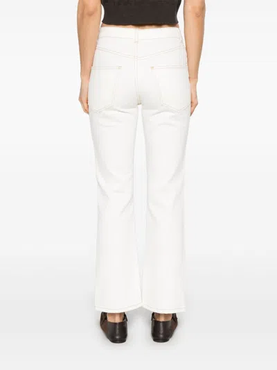Tory Burch Flared Leg Denim Jeans In White