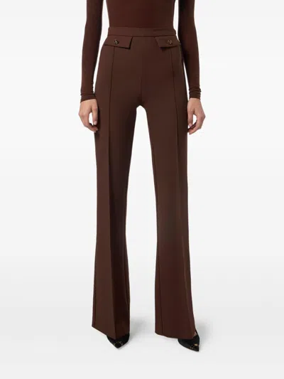 Elisabetta Franchi Flared Leg Trousers Gold-tone Buttons In Brown