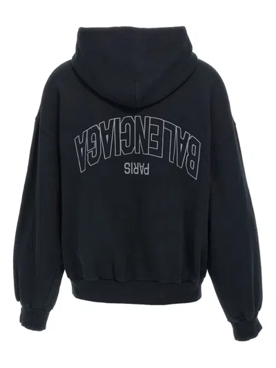 Balenciaga Flipped Uni Zip Sweatshirt In Black