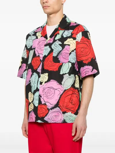 Marni Convertible-collar Floral-print Cotton-poplin Shirt In Neutral