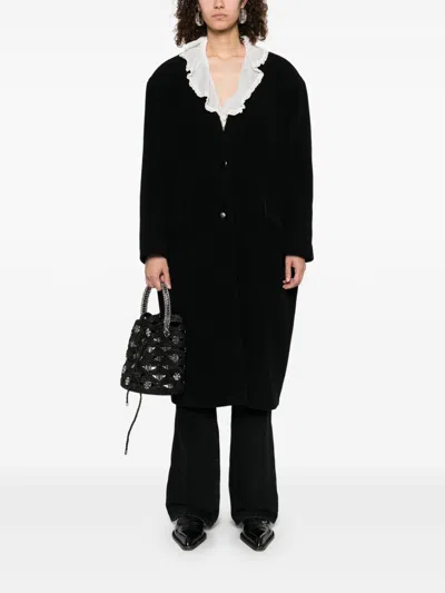Isabel Marant Wool Coat With Shoulder Pads And V-neckline