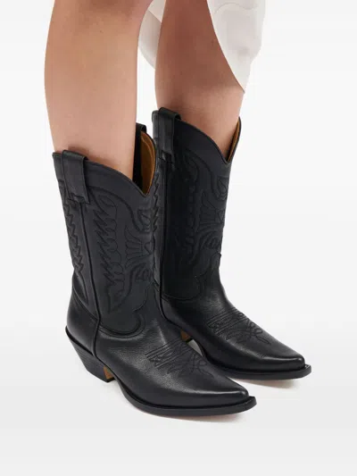 Mm6 Maison Margiela Pointed Toe Leather Boots With Double Pull-tabs