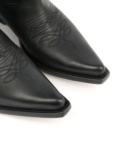 Mm6 Maison Margiela Pointed Toe Leather Boots With Double Pull-tabs