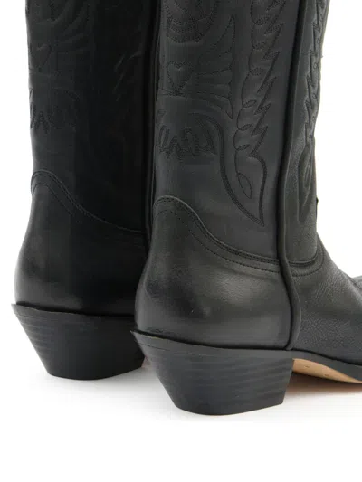 Mm6 Maison Margiela Pointed Toe Leather Boots With Double Pull-tabs