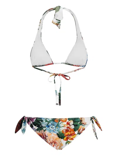 Dolce & Gabbana Flower Print Bikini Set In Multi