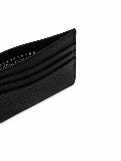 Maison Margiela Rectangular Textured Calf Leather Wallet With Iconic Stitch Detail In Black