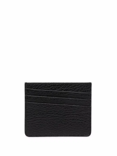Maison Margiela Rectangular Textured Calf Leather Wallet With Iconic Stitch Detail In Black