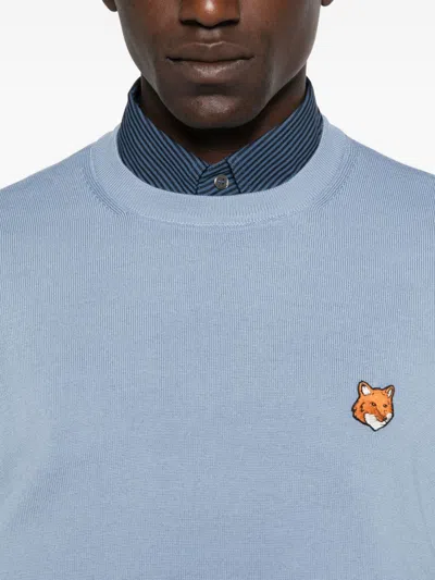 Maison Kitsuné Fox Head-patch Sweatshirt In Blue