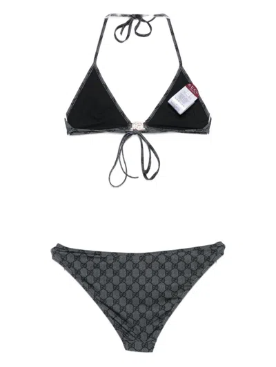 Gucci Gg Pattern Halter Neck Triangle Top Swimsuit