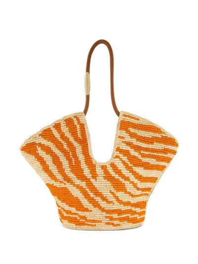Zimmermann Womens Orange Zebra Goldentime Medium Zebra-pattern Raffia Tote Bag In Orange