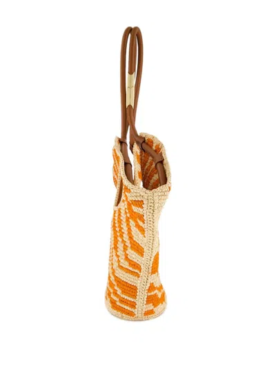 Zimmermann Womens Orange Zebra Goldentime Medium Zebra-pattern Raffia Tote Bag In Orange