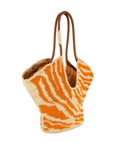 Zimmermann Womens Orange Zebra Goldentime Medium Zebra-pattern Raffia Tote Bag In Orange