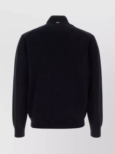Herno Blue Button-front High-neck Cardigan In Blue