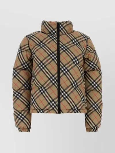 Burberry Womens Sand Ip Check Check-print Hooded Shell-down Jacket In Multi